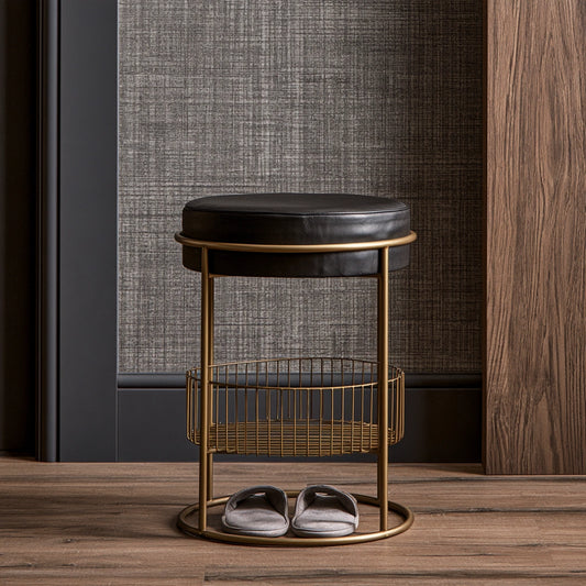 Schuhbank mit Stauraum, aus Metall, Farbe: gold